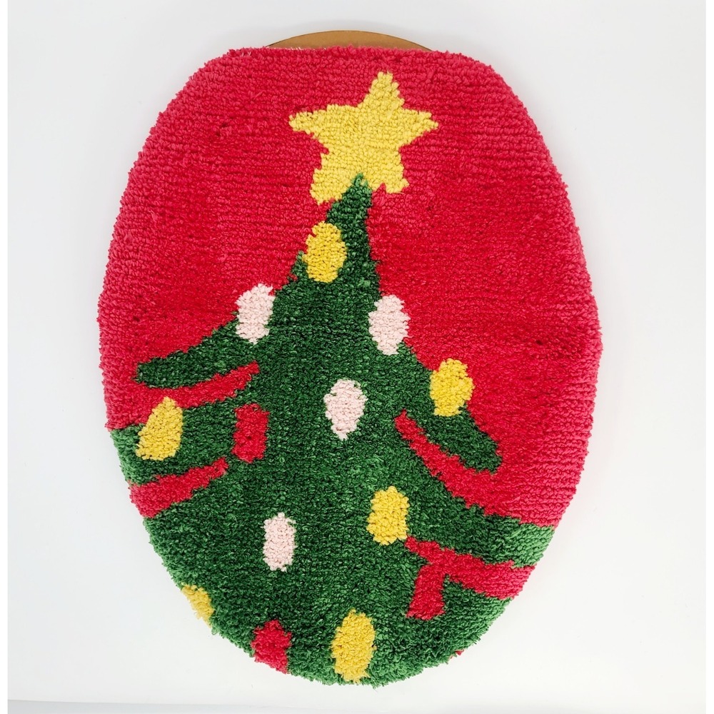 WonderShop Christmas Tree Toilet Seat Cover HOLIDAY Bathroom Decor Retro Style